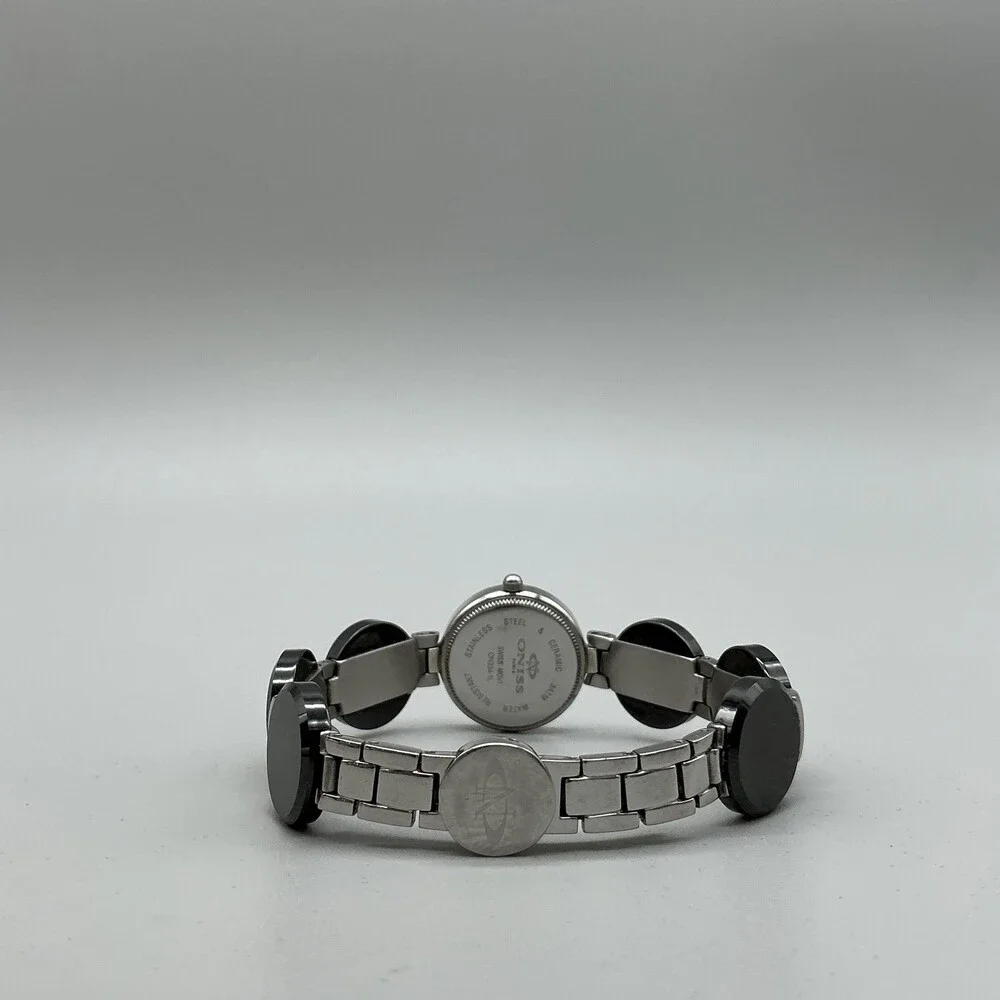 Oniss ON034-L Womens Watch 22mm Black Dial Ceramic Swiss in Box New Battery 6.5